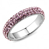 High polished (no plating) Stainless Steel Ring with Top Grade Crystal  in Light Rose