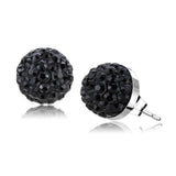 High polished (no plating) Stainless Steel Earrings with Top Grade Crystal  in Jet
