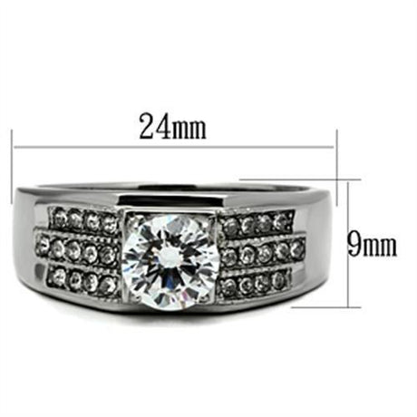 High polished (no plating) Stainless Steel Ring with AAA Grade CZ  in Clear
