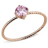 IP Rose Gold(Ion Plating) Stainless Steel Ring with AAA Grade CZ  in Rose