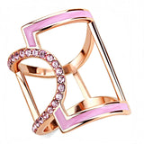 IP Rose Gold(Ion Plating) Stainless Steel Ring with Top Grade Crystal  in Light Rose