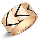IP Rose Gold(Ion Plating) Stainless Steel Ring with Epoxy  in Jet