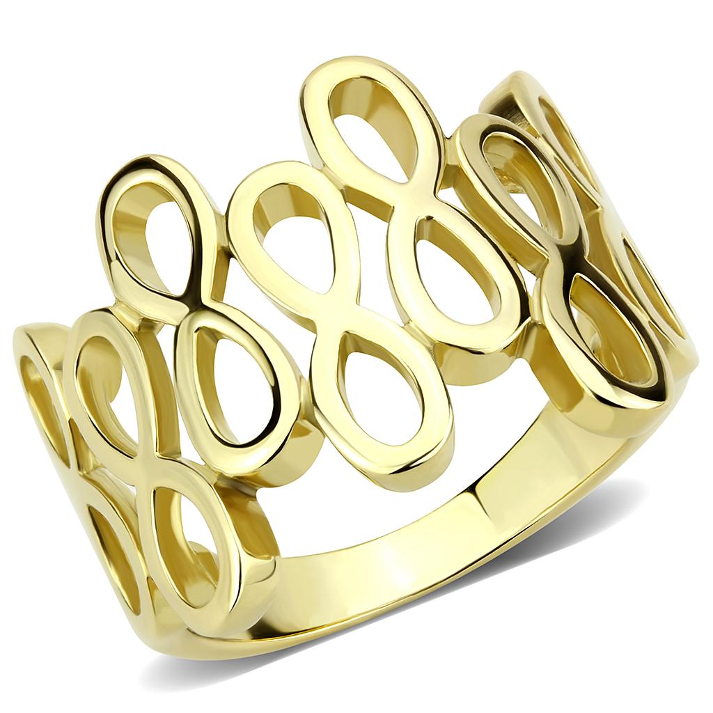 IP Gold(Ion Plating) Stainless Steel Ring with No Stone