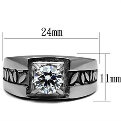 High polished (no plating) Stainless Steel Ring with AAA Grade CZ  in Clear