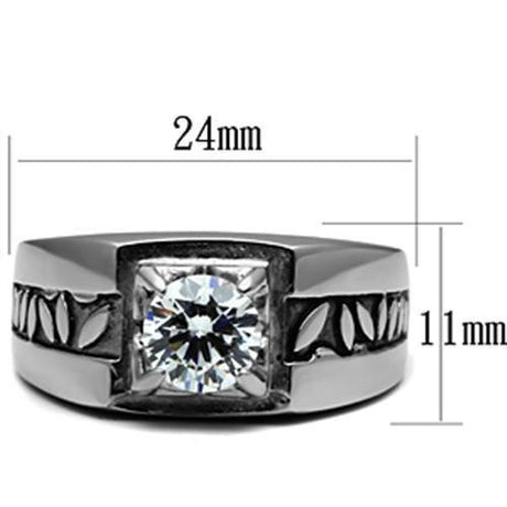 High polished (no plating) Stainless Steel Ring with AAA Grade CZ  in Clear