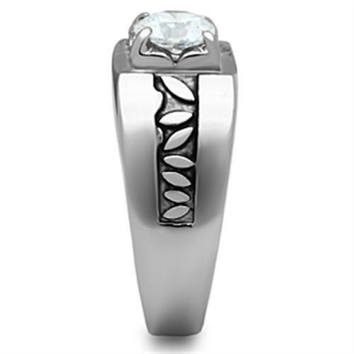 High polished (no plating) Stainless Steel Ring with AAA Grade CZ  in Clear