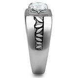 High polished (no plating) Stainless Steel Ring with AAA Grade CZ  in Clear