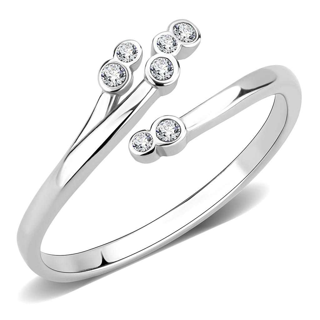 No Plating Stainless Steel Ring with AAA Grade CZ  in Clear