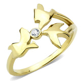 IP Gold(Ion Plating) Stainless Steel Ring with AAA Grade CZ  in Clear