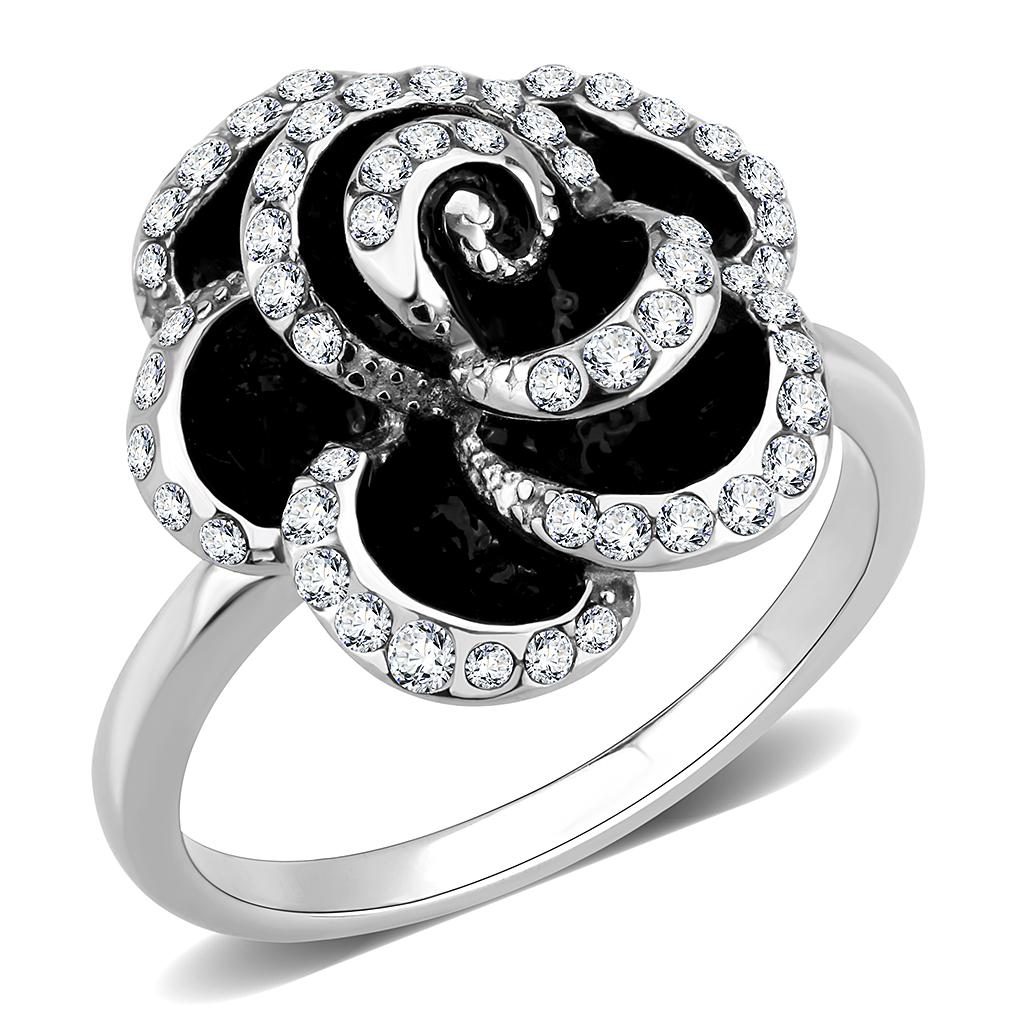 No Plating Stainless Steel Ring with Top Grade Crystal  in Clear