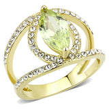 IP Gold(Ion Plating) Stainless Steel Ring with AAA Grade CZ  in Apple Green color