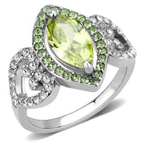 No Plating Stainless Steel Ring with AAA Grade CZ  in Apple Green color