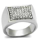 High polished (no plating) Stainless Steel Ring with Top Grade Crystal  in Clear