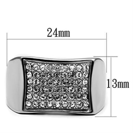 High polished (no plating) Stainless Steel Ring with Top Grade Crystal  in Clear