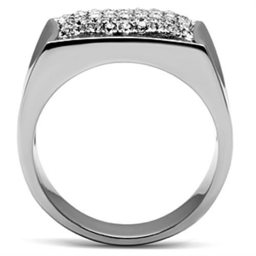 High polished (no plating) Stainless Steel Ring with Top Grade Crystal  in Clear