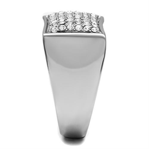 High polished (no plating) Stainless Steel Ring with Top Grade Crystal  in Clear