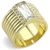 IP Gold(Ion Plating) Stainless Steel Ring with AAA Grade CZ  in Clear
