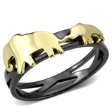 IP Gold+ IP Black (Ion Plating) Stainless Steel Ring with No Stone