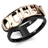 IP Rose Gold+ IP Black (Ion Plating) Stainless Steel Ring with No Stone