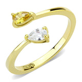 IP Gold(Ion Plating) Stainless Steel Ring with AAA Grade CZ  in Topaz