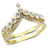 IP Gold(Ion Plating) Stainless Steel Ring with AAA Grade CZ  in Rose