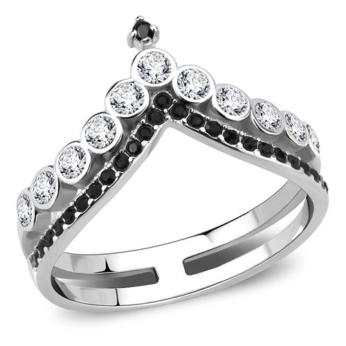No Plating Stainless Steel Ring with Top Grade Crystal  in Clear