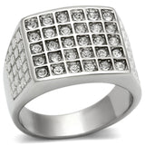 High polished (no plating) Stainless Steel Ring with Top Grade Crystal  in Clear