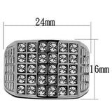 High polished (no plating) Stainless Steel Ring with Top Grade Crystal  in Clear