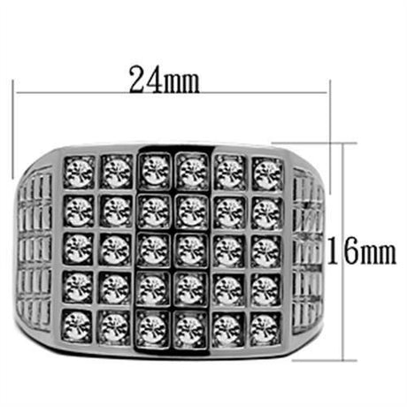 High polished (no plating) Stainless Steel Ring with Top Grade Crystal  in Clear