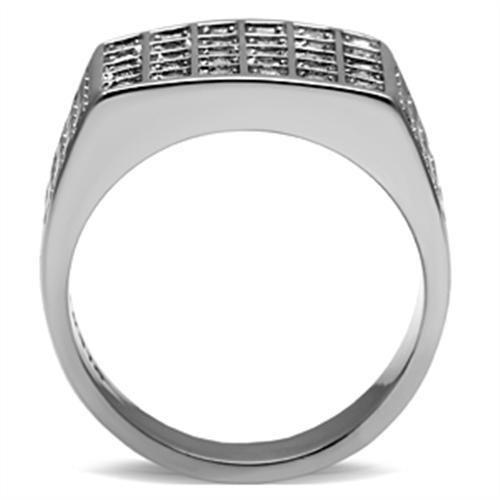 High polished (no plating) Stainless Steel Ring with Top Grade Crystal  in Clear