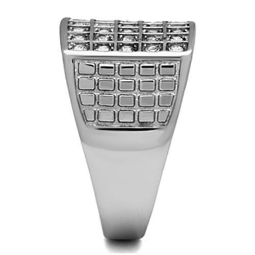 High polished (no plating) Stainless Steel Ring with Top Grade Crystal  in Clear