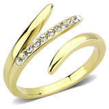 IP Gold(Ion Plating) Stainless Steel Ring with Top Grade Crystal  in Clear