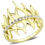 IP Gold(Ion Plating) Stainless Steel Ring with Top Grade Crystal  in Clear
