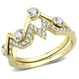 IP Gold(Ion Plating) Stainless Steel Ring with AAA Grade CZ  in Clear