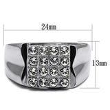 High polished (no plating) Stainless Steel Ring with Top Grade Crystal  in Clear
