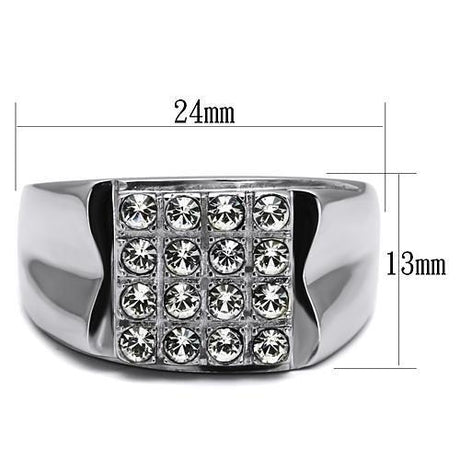 High polished (no plating) Stainless Steel Ring with Top Grade Crystal  in Clear