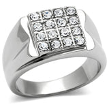 High polished (no plating) Stainless Steel Ring with Top Grade Crystal  in Clear
