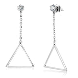 High polished (no plating) Stainless Steel Earrings with AAA Grade CZ  in Clear