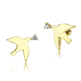 IP Gold(Ion Plating) Stainless Steel Earrings with AAA Grade CZ  in Clear