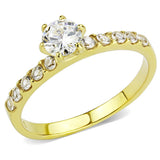 IP Gold(Ion Plating) Stainless Steel Ring with AAA Grade CZ  in Clear