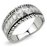 No Plating Stainless Steel Ring with AAA Grade CZ  in Clear