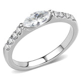 No Plating Stainless Steel Ring with AAA Grade CZ  in Clear
