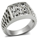 High polished (no plating) Stainless Steel Ring with Top Grade Crystal  in Clear