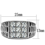 High polished (no plating) Stainless Steel Ring with Top Grade Crystal  in Clear