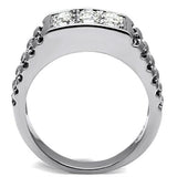 High polished (no plating) Stainless Steel Ring with Top Grade Crystal  in Clear