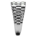 High polished (no plating) Stainless Steel Ring with Top Grade Crystal  in Clear