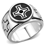 High polished (no plating) Stainless Steel Ring with Top Grade Crystal  in Jet