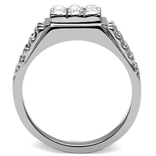 High polished (no plating) Stainless Steel Ring with Top Grade Crystal  in Clear