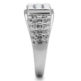 High polished (no plating) Stainless Steel Ring with Top Grade Crystal  in Clear