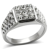 High polished (no plating) Stainless Steel Ring with Top Grade Crystal  in Clear